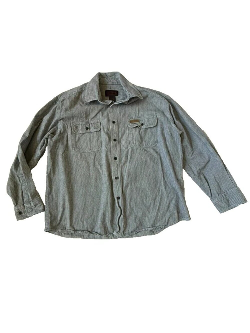 Hickory Shirt Co Men XL Stripe Button Front Long Sleeve Blue White Work Railroad